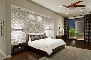 Cómo decorar habitación principal con papel pintado de textura de porcelana