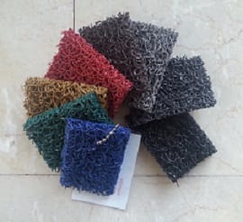 Muestras colores felpudos de rizo de vinilo