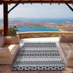 Alfombra moderna Cannes azul y blanca